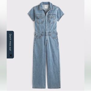 Abercrombie 90s Relaxed Denim Short Sleeve Jumpsuit